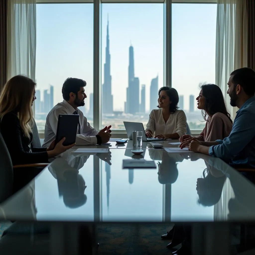 اجتماع مع عميل في الإمارات